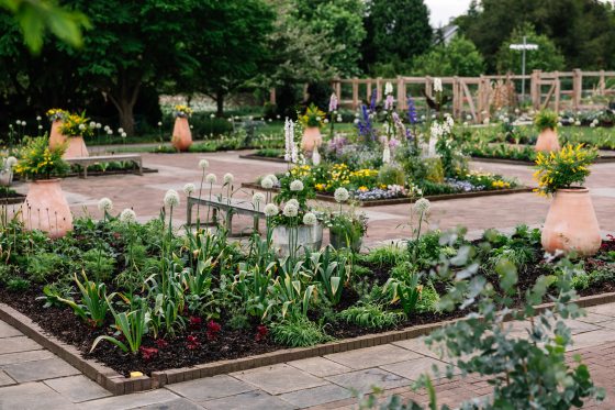 The Idea Garden at Longwood with spring plantings in the beds.